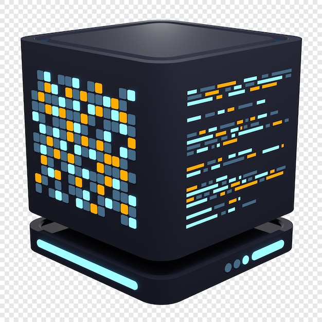 3D server icon Computer server 3d render icon Cloud computing 3d render illustration