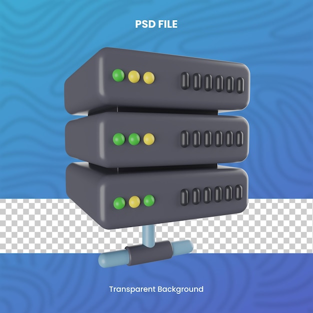PSD 3d-server met transparante achtergrond hoge kwaliteit rendering