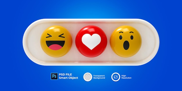 PSD 3d set emoji 3d rendering isolated