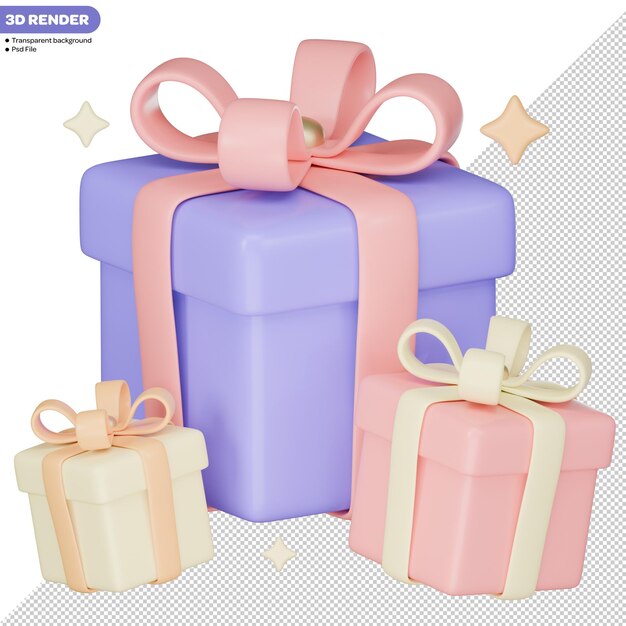 3D Set of Gift boxes Happy new year 3d icon render