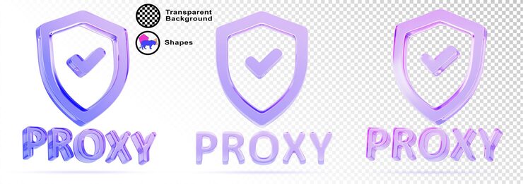 PSD 3d set of glass holographic security shield with check mark and proxy server icon render data encryption hide ip address secure access technology in internet malware protection