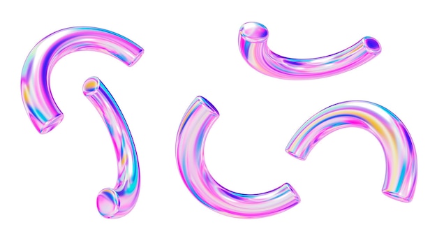 3d set holographic half of torus on isolated background 3d rendering illustration