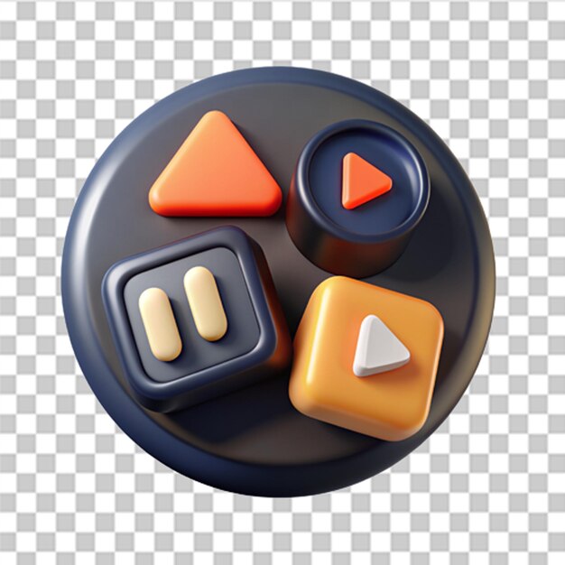 3D Набор кнопок паузы и воспроизведения Кнопка концепции проигрывателя Нажмите на кнопку запуска вперед запись остановка аудио или видео Модный и современный вектор в 3D стиле