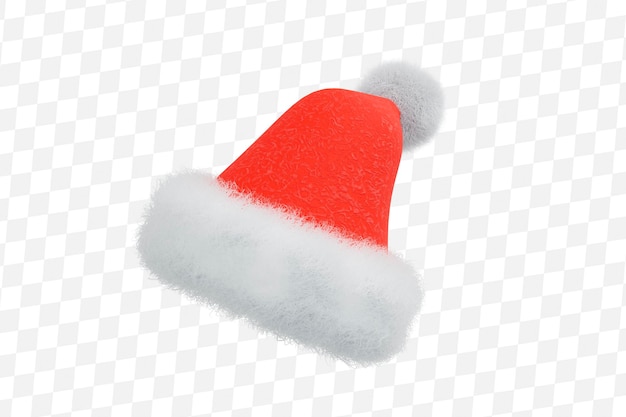 PSD 3d set of red santa hats with white fur on isolated background 3d rendering illustration