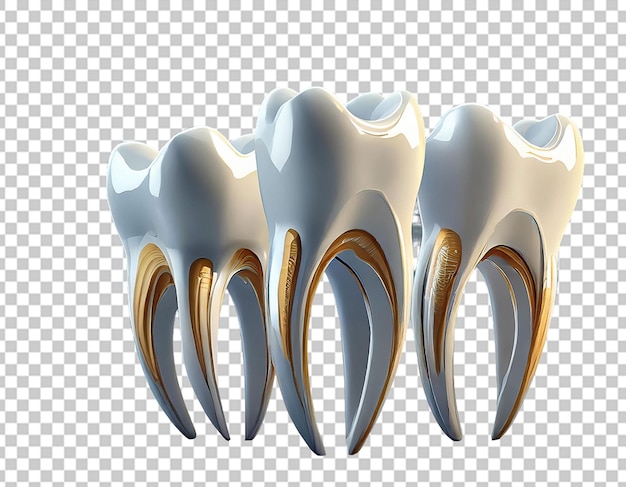 Un set 3d di denti singoli