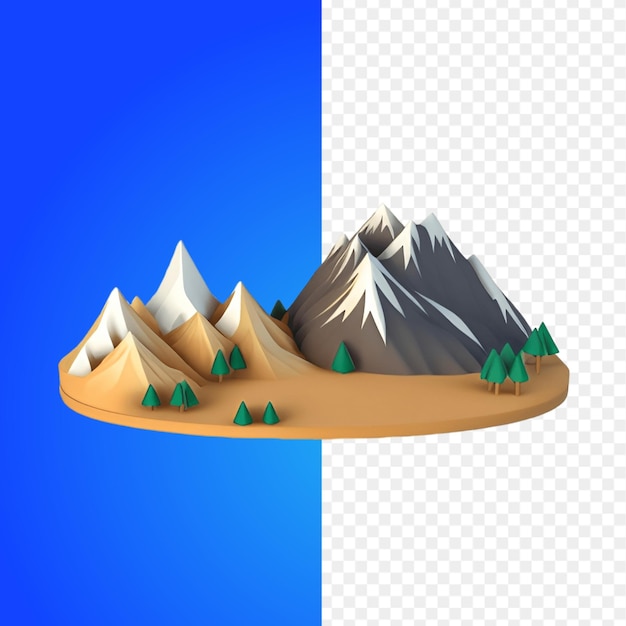 PSD 3d shapes of beautiful mountains