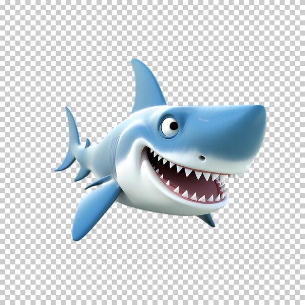 PSD 3d shark character isolated on transparent background