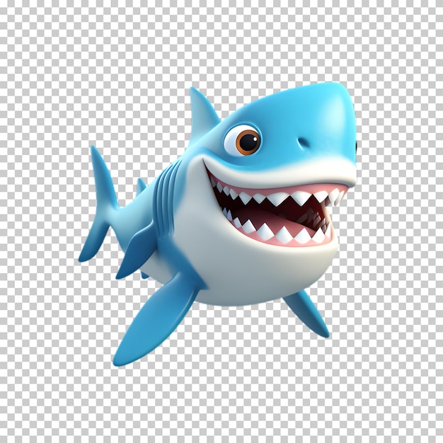 PSD 3d shark character isolated on transparent background