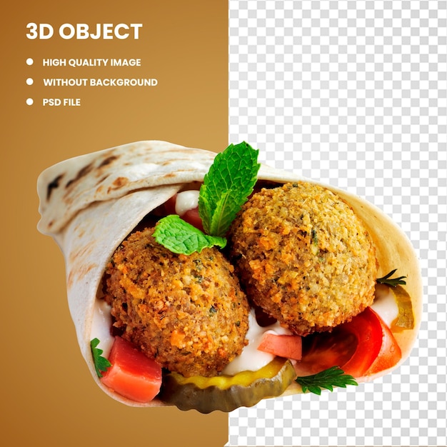 PSD 3d shawarma piatto falafel wrap pita shawarma cucina libanese kebab cibo