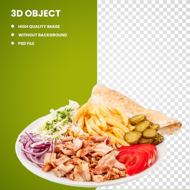 PSD 3d shawarma patatine fritte fast food