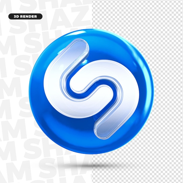 3d shazam logo icona per la composizione psd premium