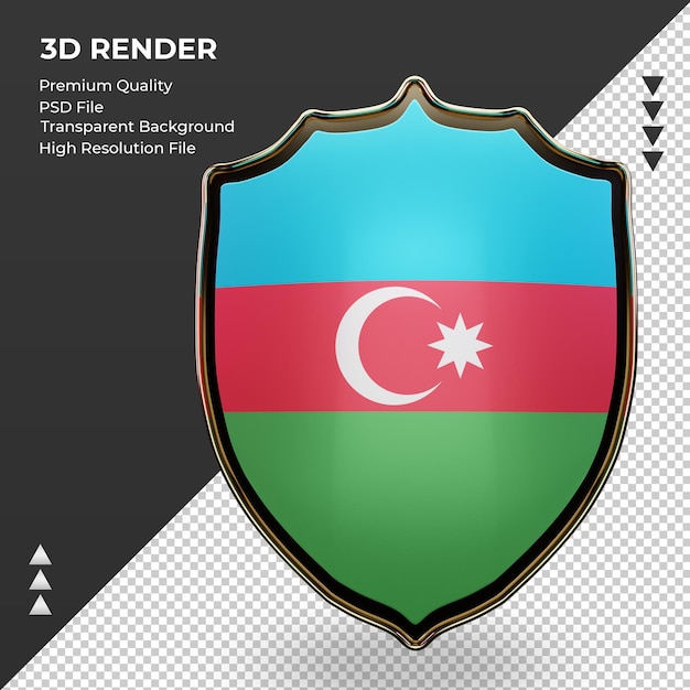 3d scudo bandiera azerbaigian rendering vista frontale