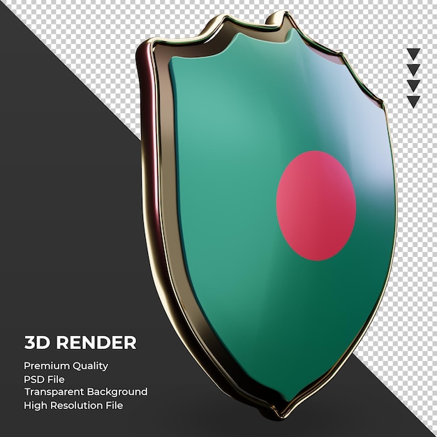 3d shield Bangladesh flag rendering left view