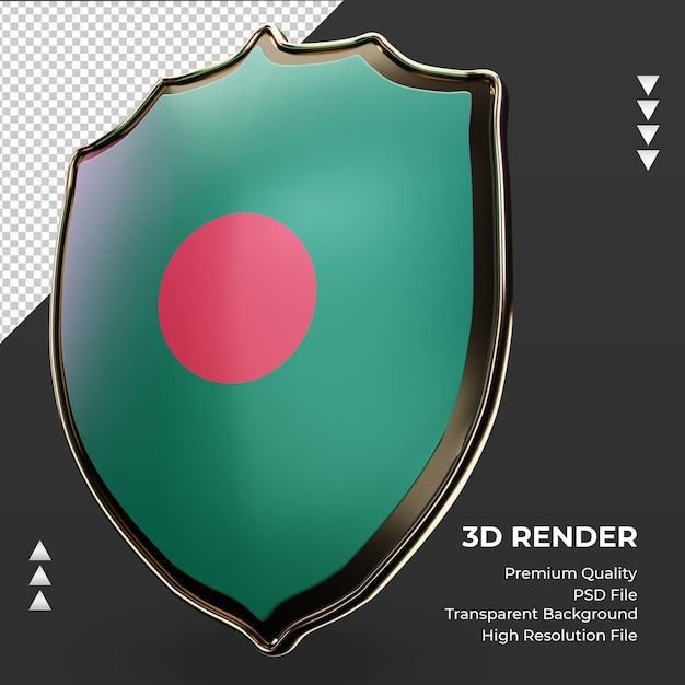 3d scudo bandiera del bangladesh rendering vista a destra