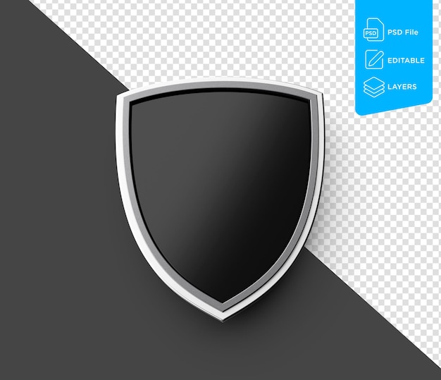 3D Shield Black Shield Metal Shield Silver Shield Isolated On Black Background 3d Illustration