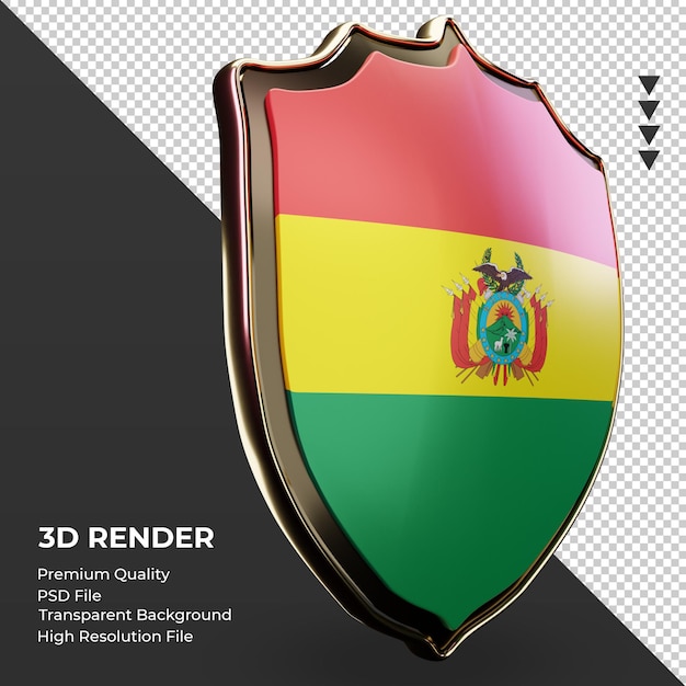 3d shield bolivia flag rendering left view