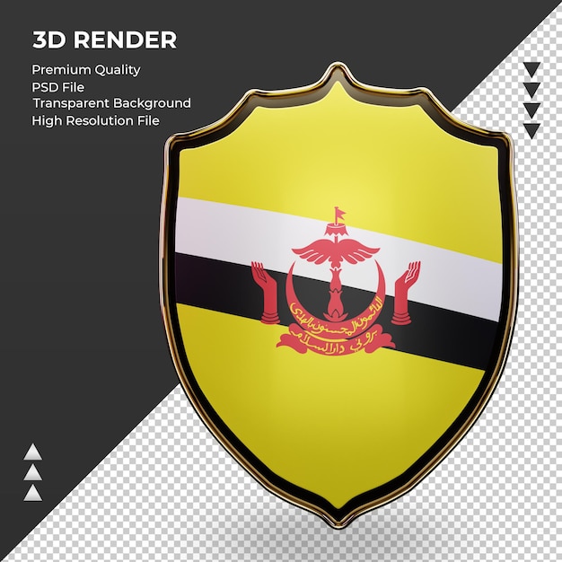 PSD 3d scudo brunei darussalam bandiera rendering vista frontale