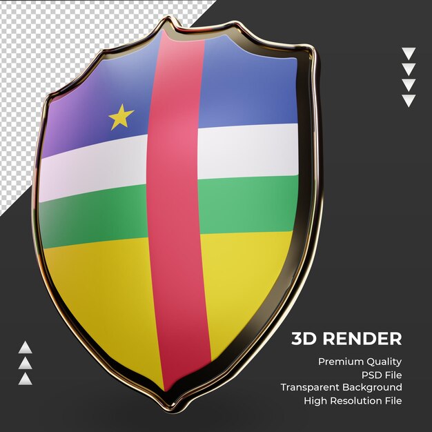 PSD 3d scudo bandiera della repubblica centrafricana rendering vista a destra