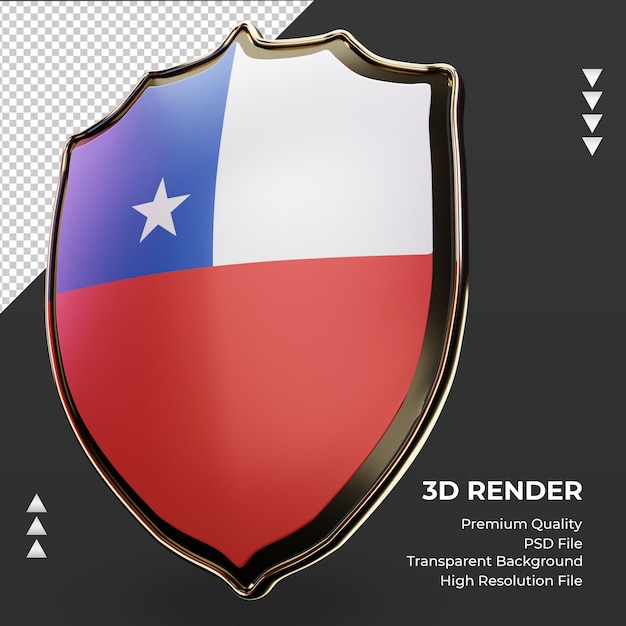 3d 방패 칠레 국기 렌더링 오른쪽 보기