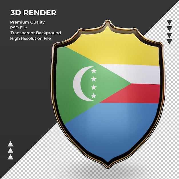 3d shield comoros flag rendering front view