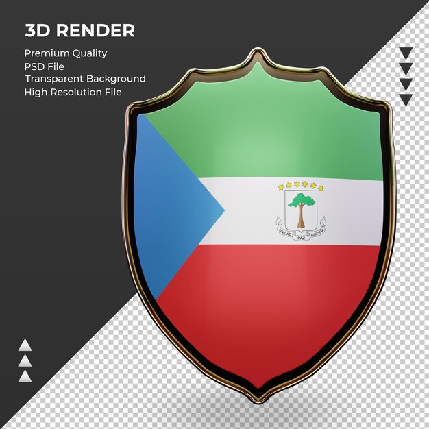 3d shield equatorial guinea flag rendering front view