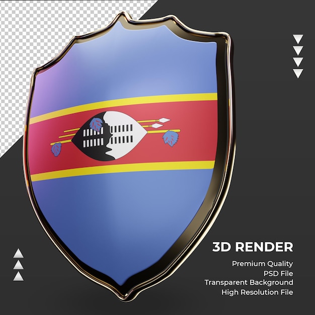 Scudo 3d bandiera eswatini rendering vista destra