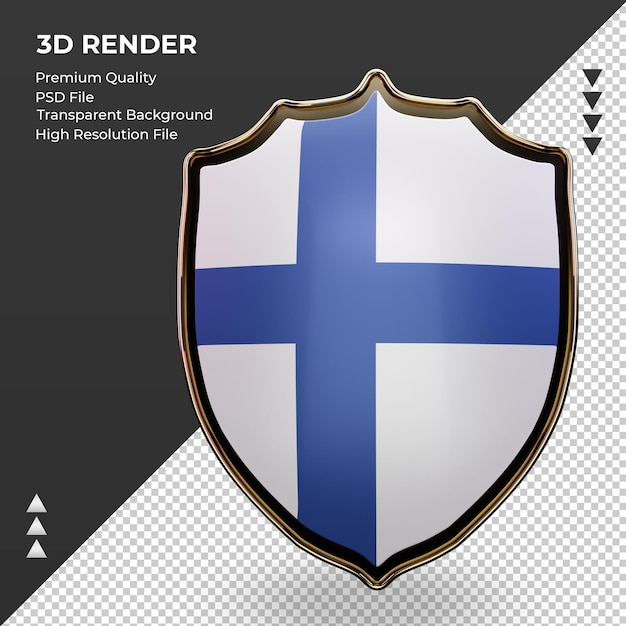 3d shield finland flag rendering front view