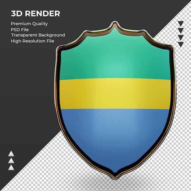 PSD 3d shield gabon flag rendering front view