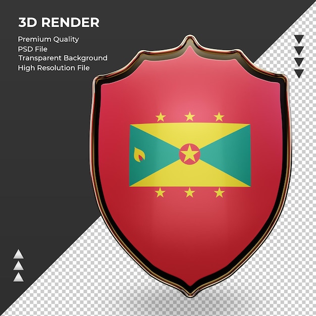 PSD 3d shield grenada flag rendering front view