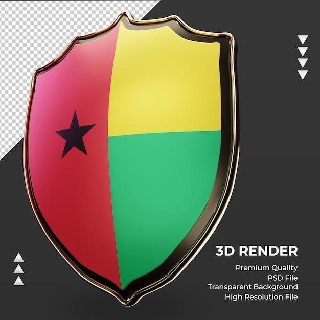 PSD 3d shield guinea flag rendering right view