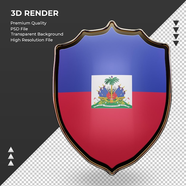 3d shield haiti flag rendering front view