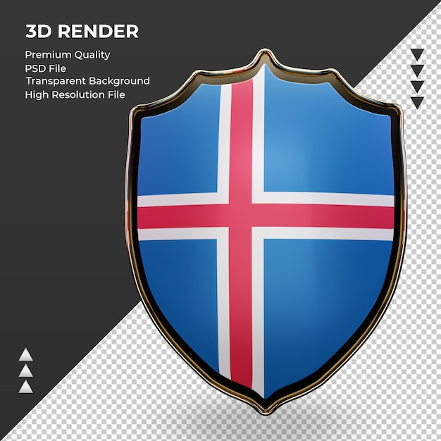 PSD 3d shield iceland flag rendering front view