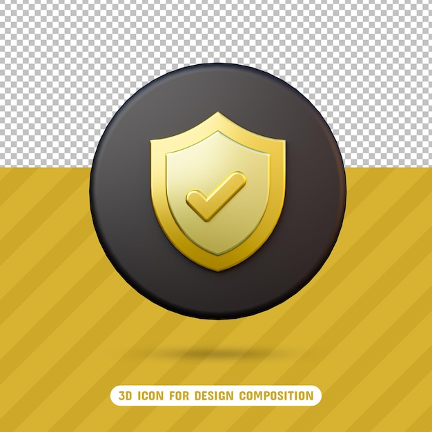 3D Shield Icon in 3D Rendering Isolated