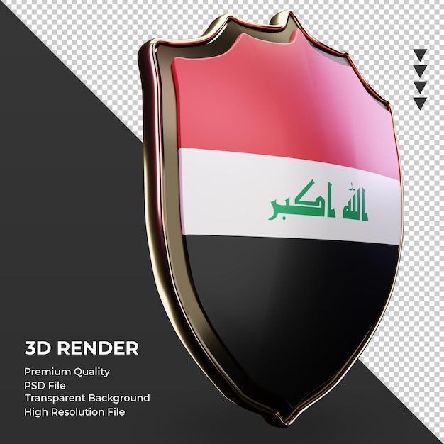 PSD 3d scudo iraq bandiera rendering vista a sinistra