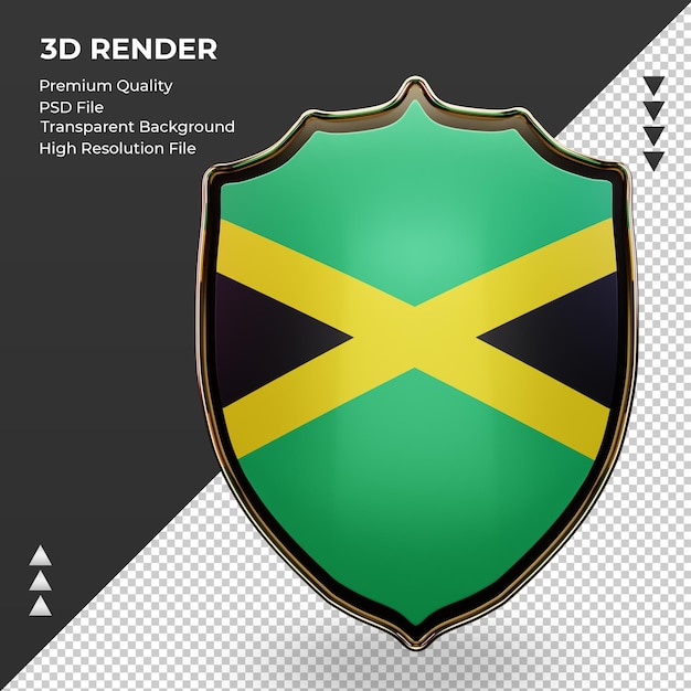 3d shield jamaica flag rendering front view