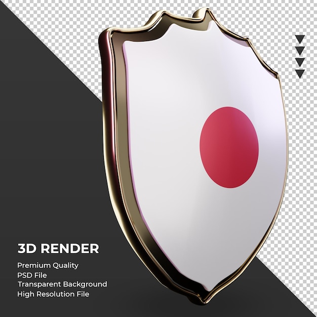 3d shield japan flag rendering left view