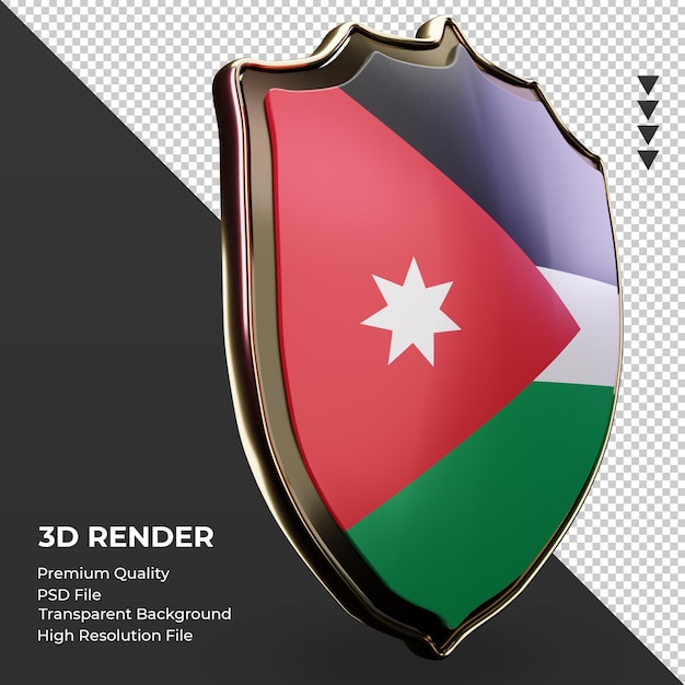 3d scudo bandiera giordania rendering vista a sinistra