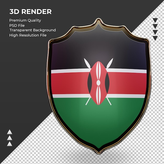 PSD 3d scudo bandiera kenya rendering vista frontale