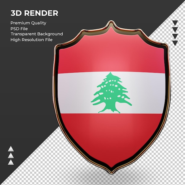 PSD 3d shield lebanon flag rendering front view