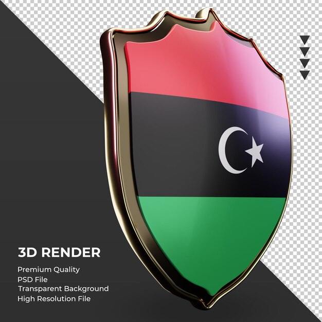 左側面図をレンダリングする3Dシールドリビアの旗