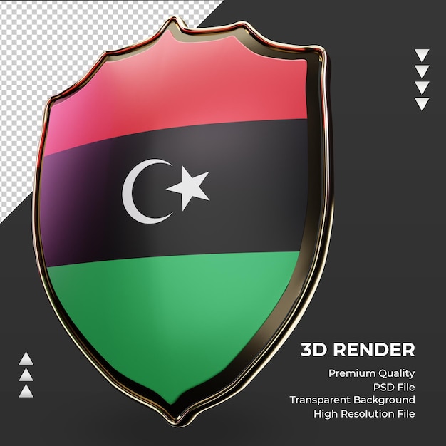 3d scudo bandiera libia rendering vista a destra