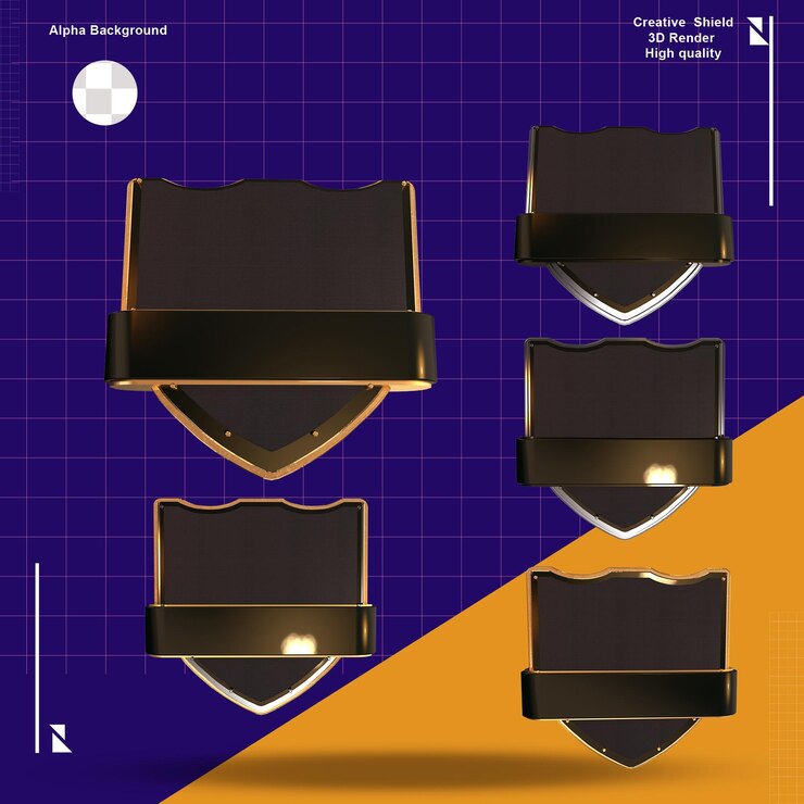 디자인을 위한 3d 방패 로고