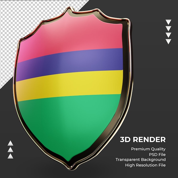 PSD 3d shield mauritius flag rendering right view