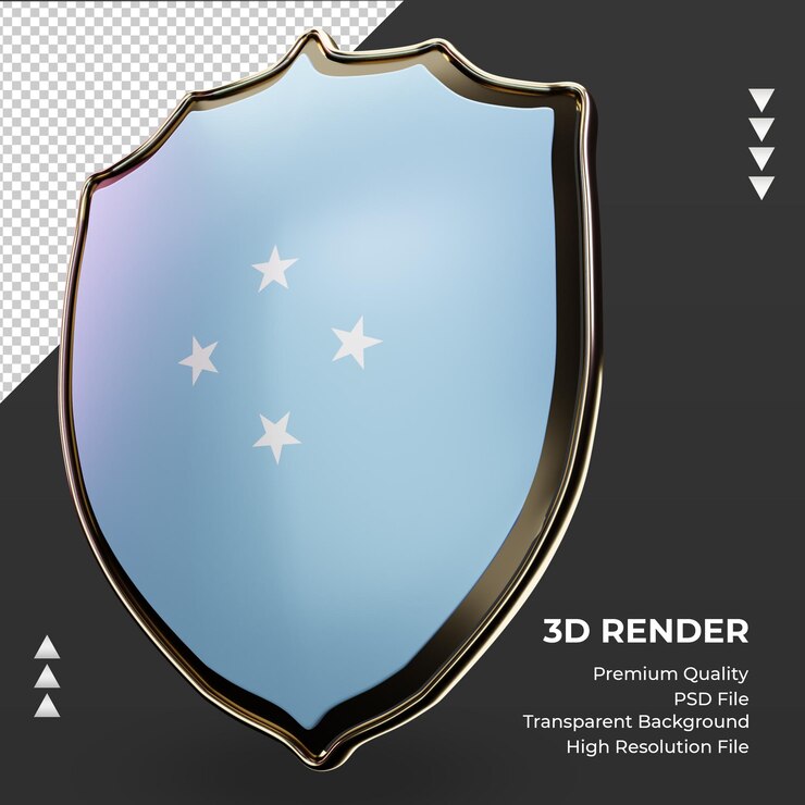 PSD 3d щит микронезия флаг рендеринга правый вид