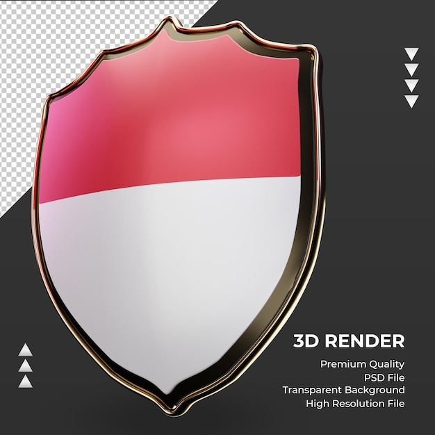 3d shield monaco flag rendering right view