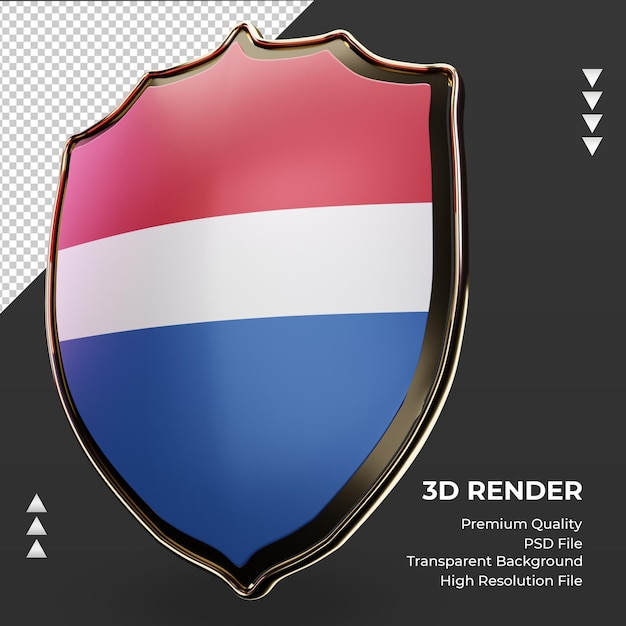 PSD 3d scudo bandiera olandese rendering vista a destra