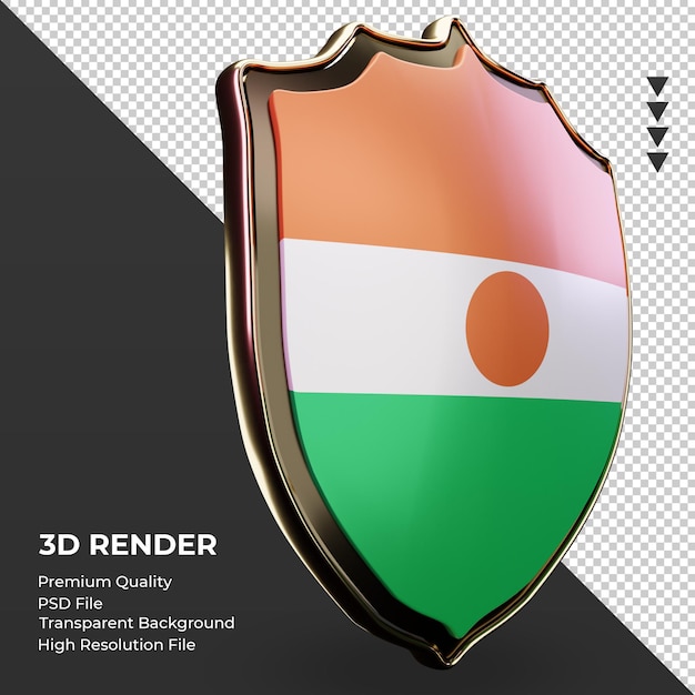 3d shield Niger flag rendering left view