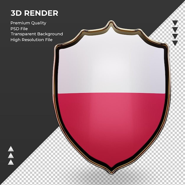 3d scudo bandiera polonia rendering vista frontale