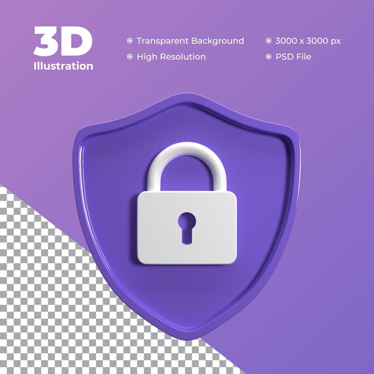 3d значок защиты щита