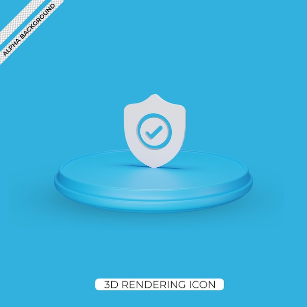 3d shield render icon isolated